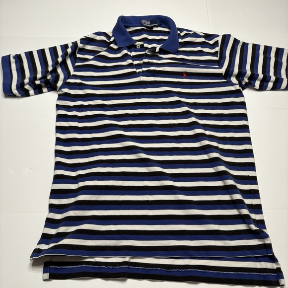 Vintage Ralph Lauren Polo Shirt Mens Large Blue/White Red Pony Preppy Y2K‎ Top - Picture 1 of 5